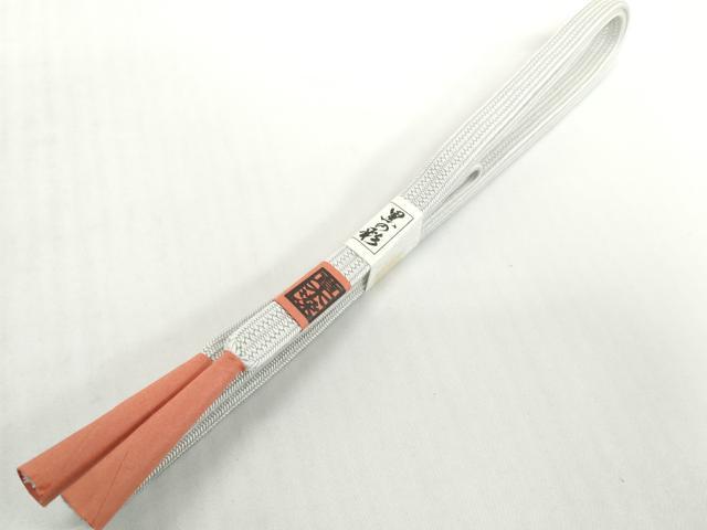 平和屋着物●和装小物 帯締め・帯揚げセット さがの草木染 黒の彩 草花地紋 灰青色 逸品 未使用 DABD8889zzz