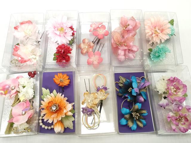 平和屋着物▼和装小物 髪飾りまとめて10点 花 ラインストーン パール Uピン 逸品 未使用 DABD8899zzz