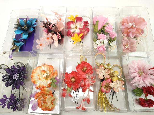 平和屋着物▼和装小物 髪飾りまとめて10点 花 ラインストーン パール Uピン 逸品 未使用 DABD8903zzz