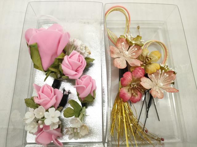 平和屋着物▼和装小物 髪飾りまとめて10点 花 ラインストーン パール Uピン 逸品 未使用 DABD8903zzz