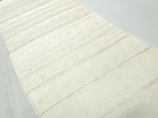 平和屋着物▼羽織・コート 白生地 反物 羽尺 花地紋 生成り色 逸品 未使用 DABD8912zzz