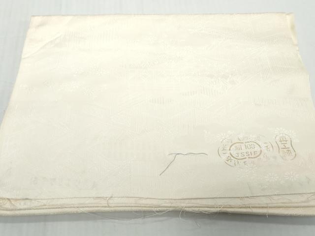 平和屋着物▼羽織・コート 白生地 反物 羽尺 屏風地紋 生成り色 逸品 未使用 DABD8913zzz