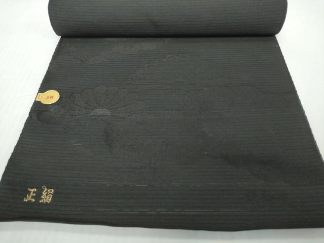 平和屋着物*夏物 西陣 名古屋帯 帯反物 黒共帯 雲菊地紋 証紙付き 逸品 未使用 DABD8958zzz