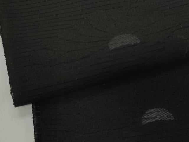 平和屋着物*夏物 西陣 名古屋帯 帯反物 黒共帯 雲菊地紋 証紙付き 逸品 未使用 DABD8958zzz