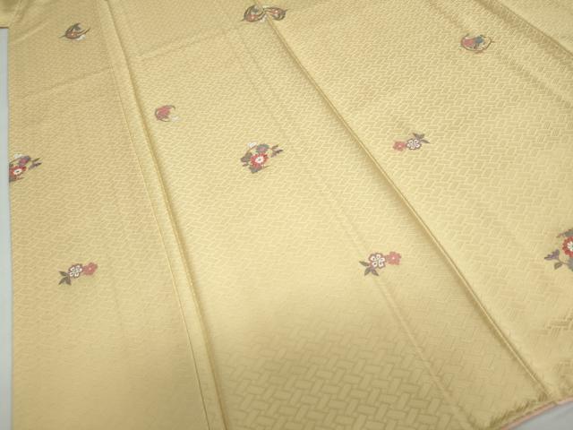 平和屋着物●上質な小紋 刺繍 草花文 金彩 正絹 逸品 DABD9011ud