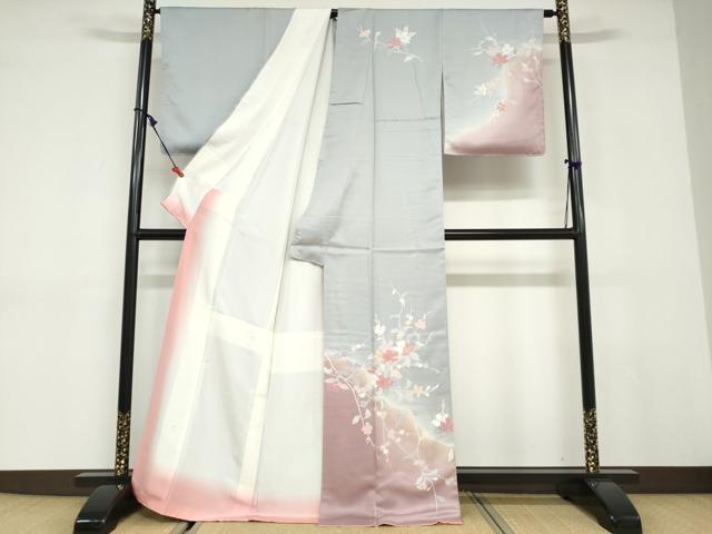 平和屋着物●訪問着 草花文 暈し染め 金彩 正絹 逸品 DABD9013ud