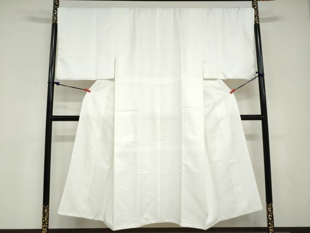 平和屋着物●男性 色紋付 長羽織セット 菱地紋 白色 キングサイズ 洗える着物 DABD9037ud