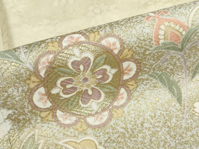 平和屋着物●訪問着 駒刺繍 洋花文 金彩 正絹 逸品 DABD9044ud