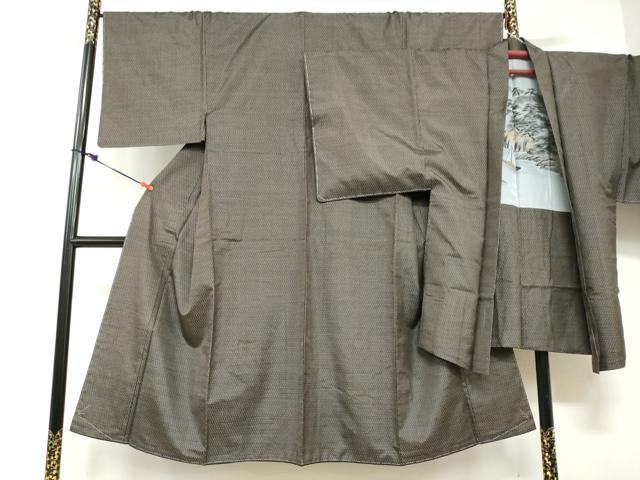 平和屋着物●男性 本場大島紬 アンサンブル 長羽織 抽象文様 正絹 逸品 未使用 DABD9047ud