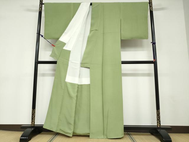 平和屋着物●上質な色無地 若葉色 正絹 逸品 未使用 DABD9064ud