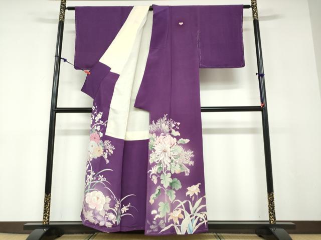 平和屋着物●アンティーク 大正ロマン 色留袖 草花文 金彩 正絹 逸品 DABD9066ud