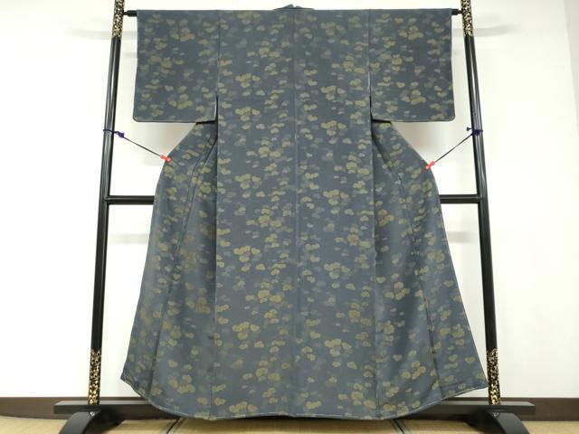 平和屋着物●上質なお召 蔦の葉文 正絹 逸品 未使用 DABD9069ud