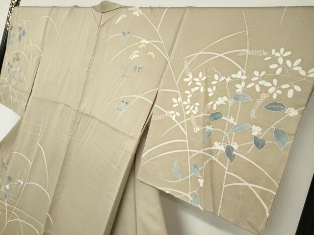 平和屋着物●訪問着 刺繍 草花文 鈴乃屋扱い 正絹 逸品 DABD9075ud