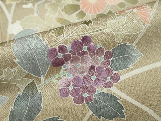平和屋着物●訪問着 刺繍 草花文 鈴乃屋扱い 正絹 逸品 DABD9075ud