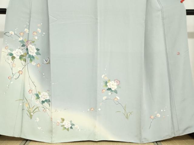 平和屋着物●訪問着 友禅 作家物 花鳥文 暈し染め 正絹 逸品 DABD9079ud