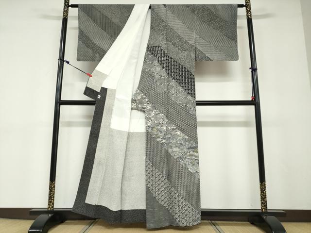 平和屋着物●石塚慎一 江戸小紋 訪問着 人物風景文 黒地 正絹 逸品 DABD9088ud