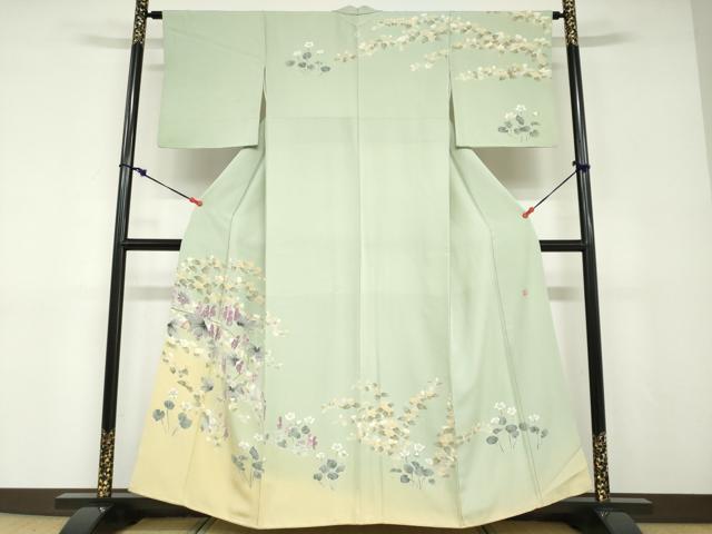 平和屋着物●訪問着 友禅 作家物 草花文 暈し染め 正絹 逸品 DABD9090ud