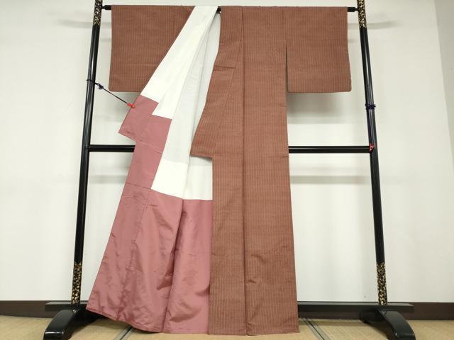 平和屋着物●上質な紬 間道 正絹 逸品 DABD9094ud