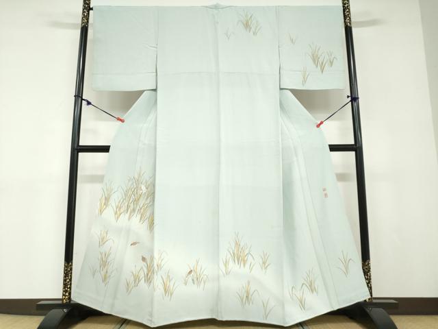 平和屋着物●京加賀友禅 百貫達雄 訪問着 秋草文 雀 正絹 逸品 DABD9096ud
