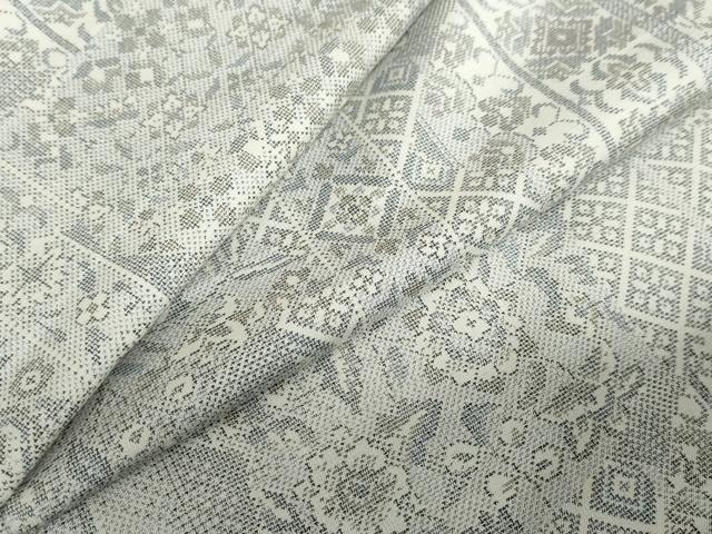 平和屋着物●本場大島紬 白大島 9マルキ 吉祥草花文 正絹 逸品 未使用 DABD9159ud
