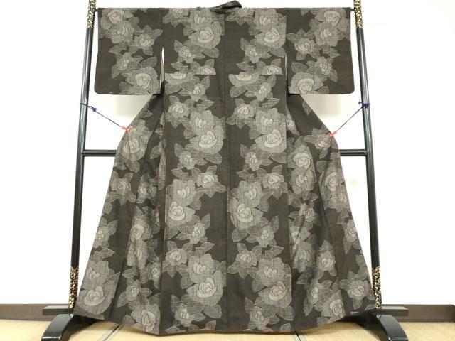 平和屋着物●上質な紬 舞花文 正絹 逸品 DABD9163ud