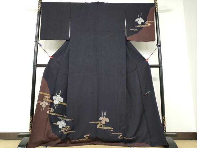 平和屋着物●ファッションデザイナー HIROKO KOSHINO コシノヒロコ 訪問着 絞り 流水草花文 金彩 正絹 逸品 DABD9164ud