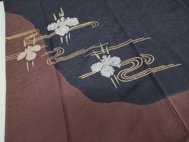 平和屋着物●ファッションデザイナー HIROKO KOSHINO コシノヒロコ 訪問着 絞り 流水草花文 金彩 正絹 逸品 DABD9164ud