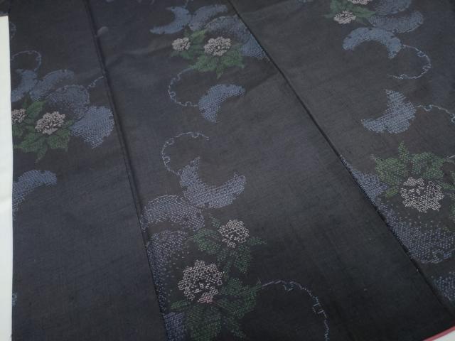 平和屋着物●本場結城紬 重要無形文化財 100亀甲 雪輪草花文 証紙付き 正絹 逸品 DABD9172ud