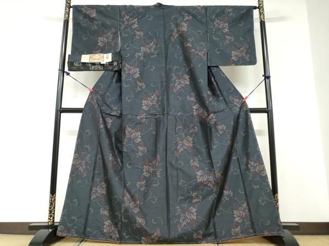 平和屋着物●本場大島紬 葡萄蔦の葉文 証紙付き 正絹 逸品 未使用 DABD9173ud