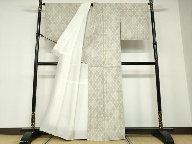 平和屋着物●本場結城紬 重要無形文化財 80亀甲 菱文 正絹 逸品 DABD9174ud