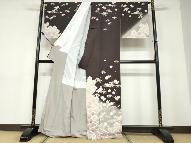 平和屋着物●訪問着 梅笹文 暈し染め 正絹 逸品 DABD9175ud