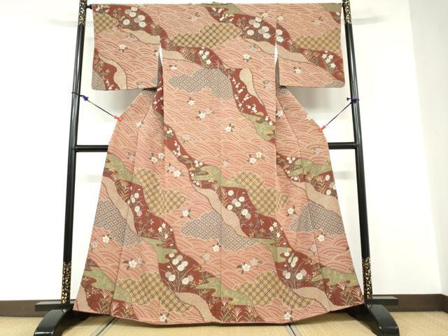 平和屋着物●訪問着　雲取り吉祥草花文　正絹　逸品　DABD9179ud 平和屋着物○訪問着 雲取り吉祥草花文 正絹 逸品 DABD9179ud