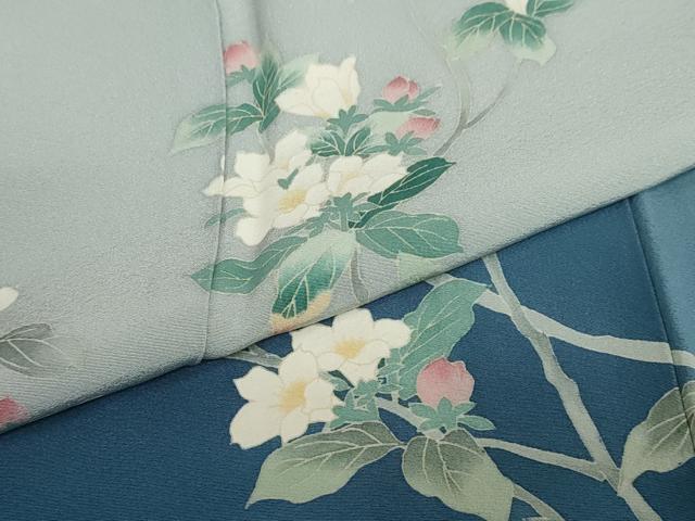 平和屋着物●本加賀友禅作家 鶴見保次 訪問着 枝花文 暈し染め 正絹 逸品 DABD9190ud
