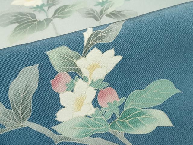 平和屋着物●本加賀友禅作家 鶴見保次 訪問着 枝花文 暈し染め 正絹 逸品 DABD9190ud