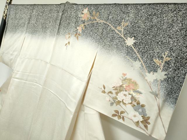 平和屋着物●訪問着 雪輪草花文 暈し染め たたき染め 金彩 正絹 逸品 DABD9192ud
