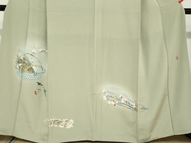 平和屋着物●訪問着 友禅 作家物 たけのこ 筍 暈し染め 正絹 逸品 DABD9202ud