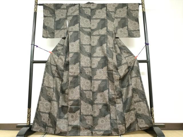 平和屋着物●上質な紬 更紗花唐草文 正絹 逸品 未使用 DABD9211ud