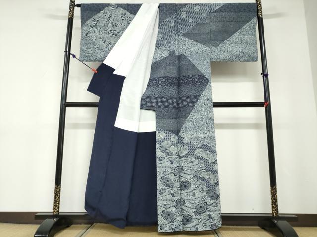 平和屋着物●藍造り国選定無形文化財 藍師・佐藤昭人 訪問着 流水草花文 認定証付き 正絹 逸品 DABD9216ud