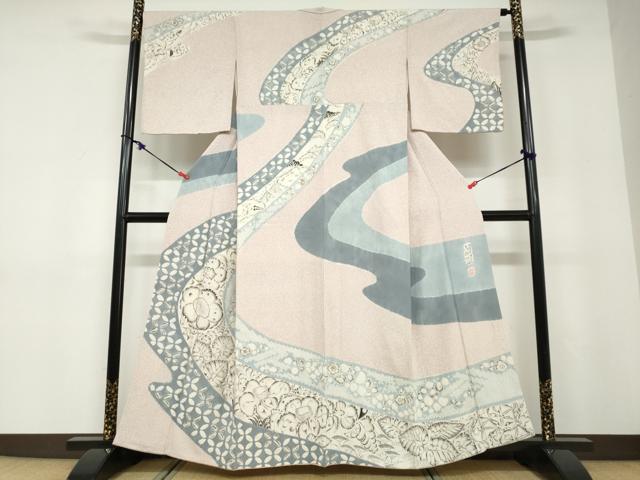 平和屋着物●西洞院辻が花 大脇一心 訪問着 絞り 辻が花 正絹 逸品 DABD9218ud