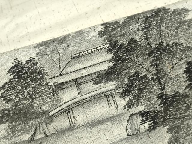 平和屋着物●訪問着 作家物 紬地 手描き 樹林風景文 正絹 逸品 DABD9235ud