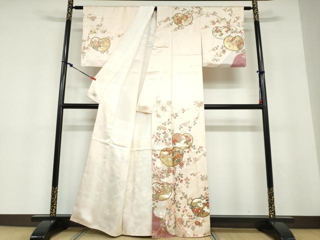 平和屋着物●十日町老舗ブランド 吉澤友禅 吾妻徳穂 訪問着 駒刺繍 草花文 金彩 正絹 逸品 DABD9250ud