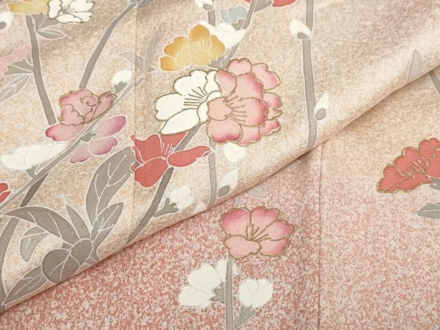 平和屋着物●訪問着 作家物 草花文 たたき染め 金彩 正絹 逸品 DABD9252ud