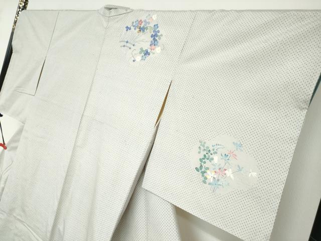 平和屋着物●本加賀友禅作家 毎田仁郎 訪問着 紬地 飛鳥草花文 正絹 逸品 未使用 DABD9256ud