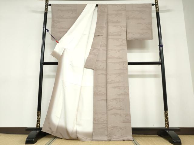 平和屋着物●上質な小紋 横段敷松葉文 角通し 正絹 逸品 未使用 DABD9259ud