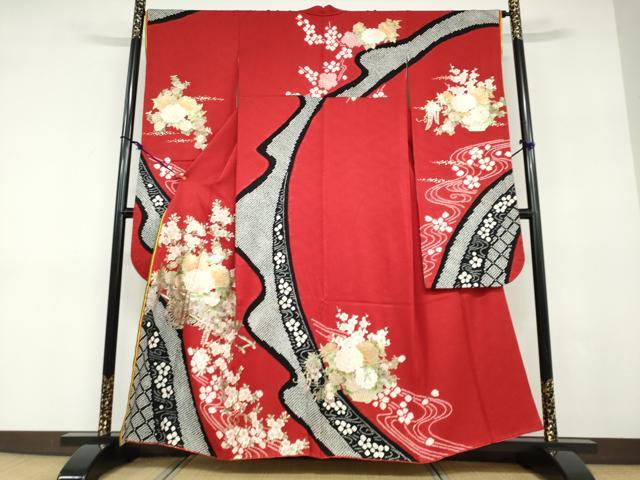 平和屋着物●ブライダルファッションデザイナー・桂由美 振袖 絞り 花車文 金銀彩 正絹 逸品 DABD9276ud