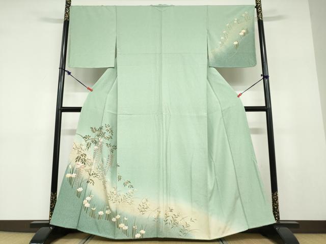 平和屋着物●訪問着 草花文 暈し染め 金彩 正絹 逸品 未使用 DABD9290ud