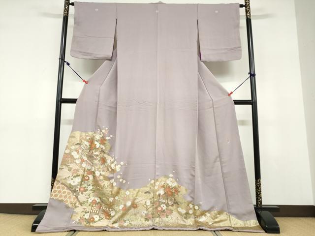 平和屋着物●豪華色留袖 作家物 駒刺繍 花車文 金彩 ロング丈 正絹 逸品 DABD9304ud
