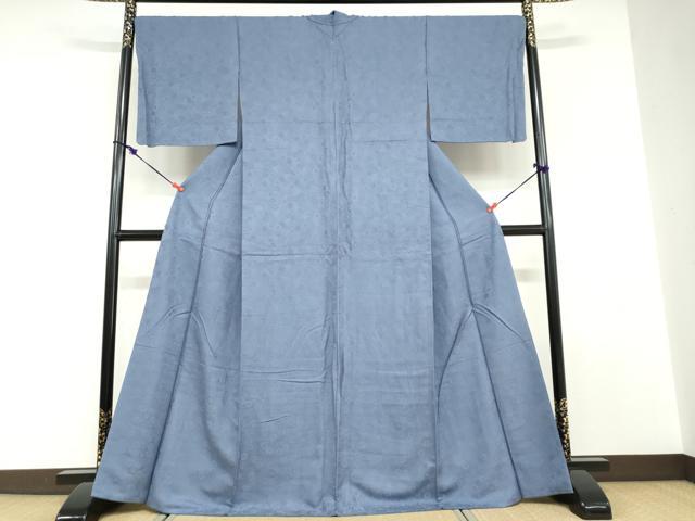 平和屋着物●上質な色無地 菊地紋 青藤色 正絹 逸品 DABD9326ud