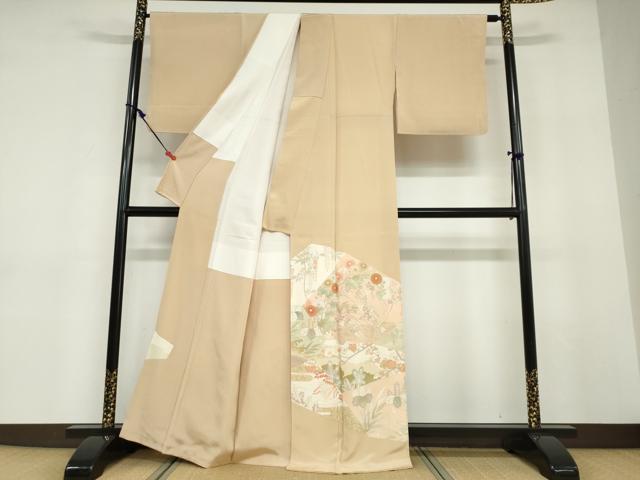 平和屋着物●豪華色留袖 駒刺繍 流水草花文 金彩 正絹 逸品 DABD9330ud