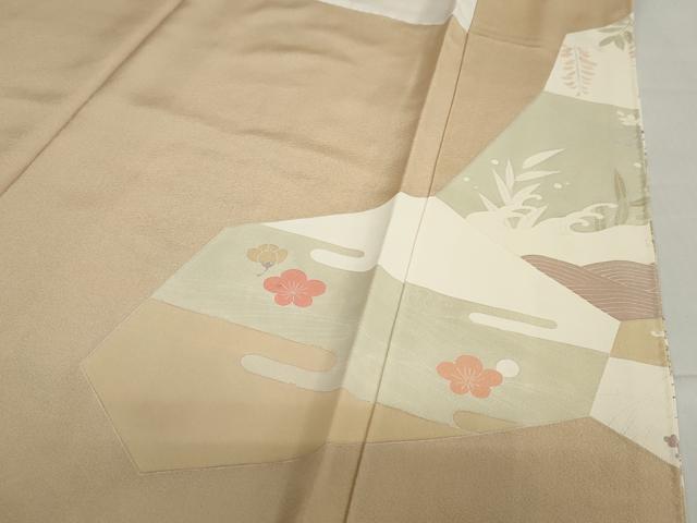 平和屋着物●豪華色留袖 駒刺繍 流水草花文 金彩 正絹 逸品 DABD9330ud